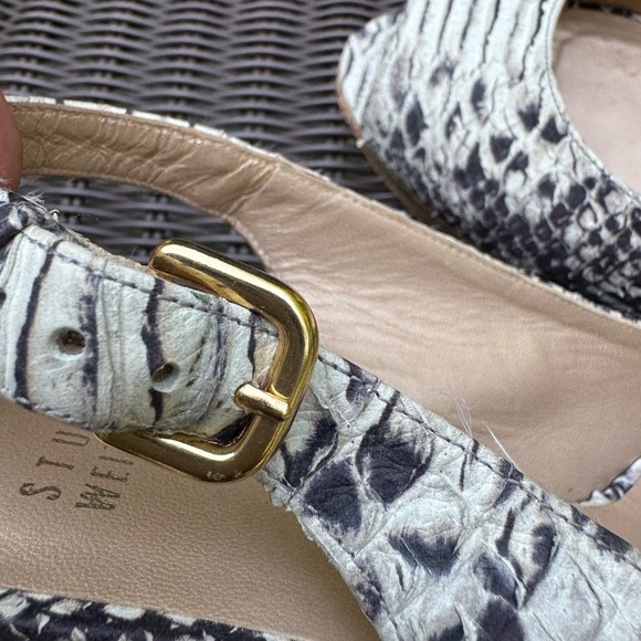 Stuart Weizman Snake Skin cork heeled open toe wedge shoes size 7.5 - Picture 3 of 9